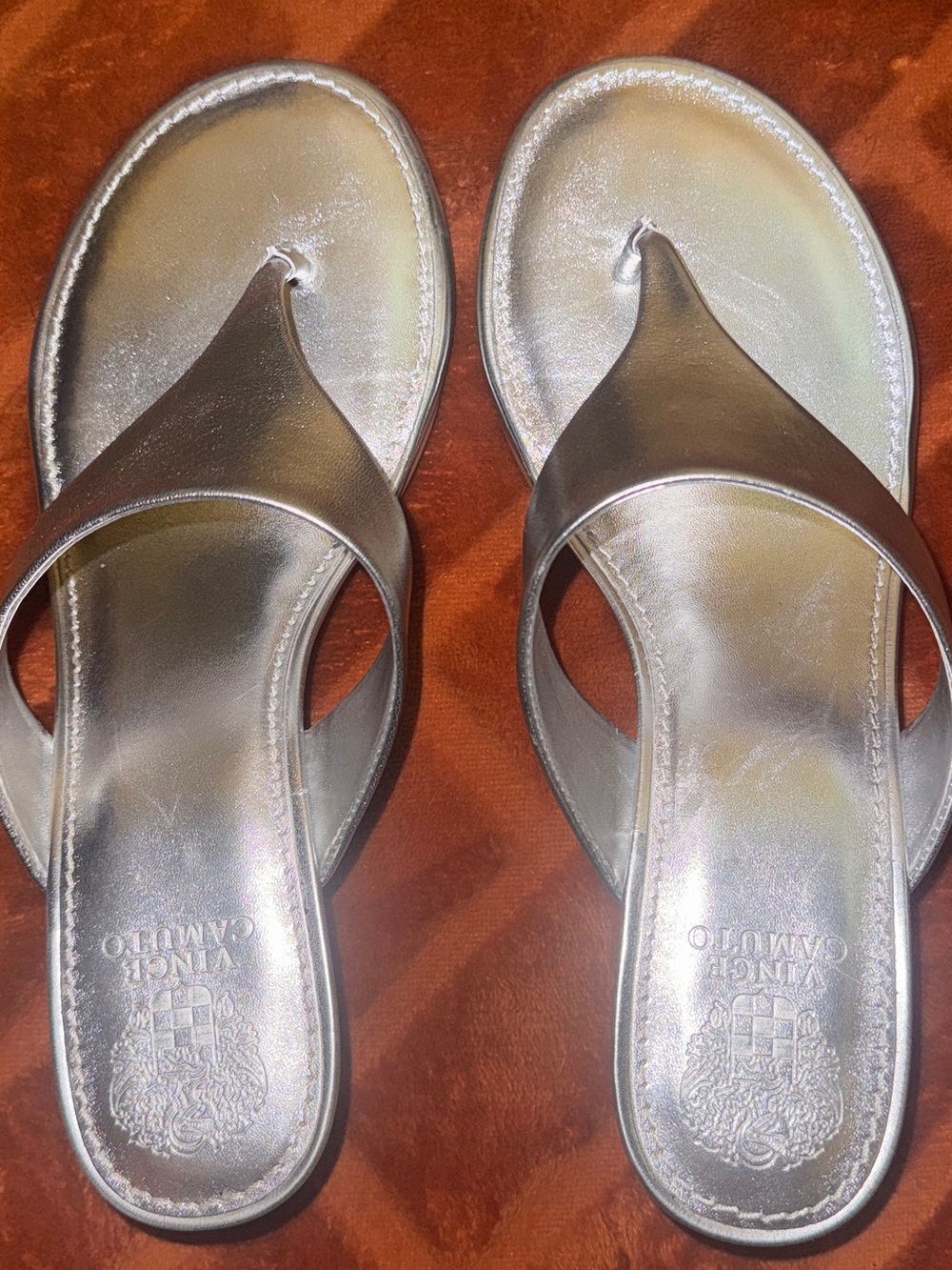 Vince Camuto Silver Metallic Thong Sandals
